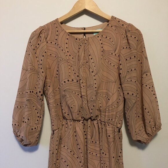 Retro 70s Psychedelic Paisley Peasant Sleeve Dress - Picture 4 of 16